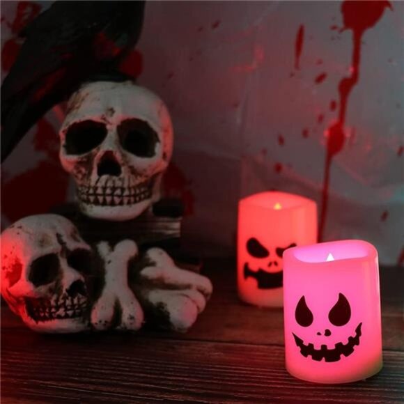 Color Changing Flameless Votive Candles with Remote Timer for Halloween - Picture 5 of 7